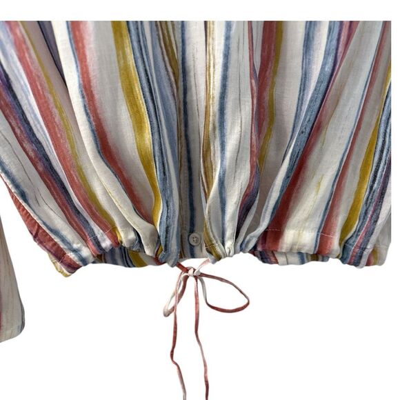 Black‎ Tape Lightweight 100% Viscose Striped Tie Bottom Top Size Small - Picture 7 of 10